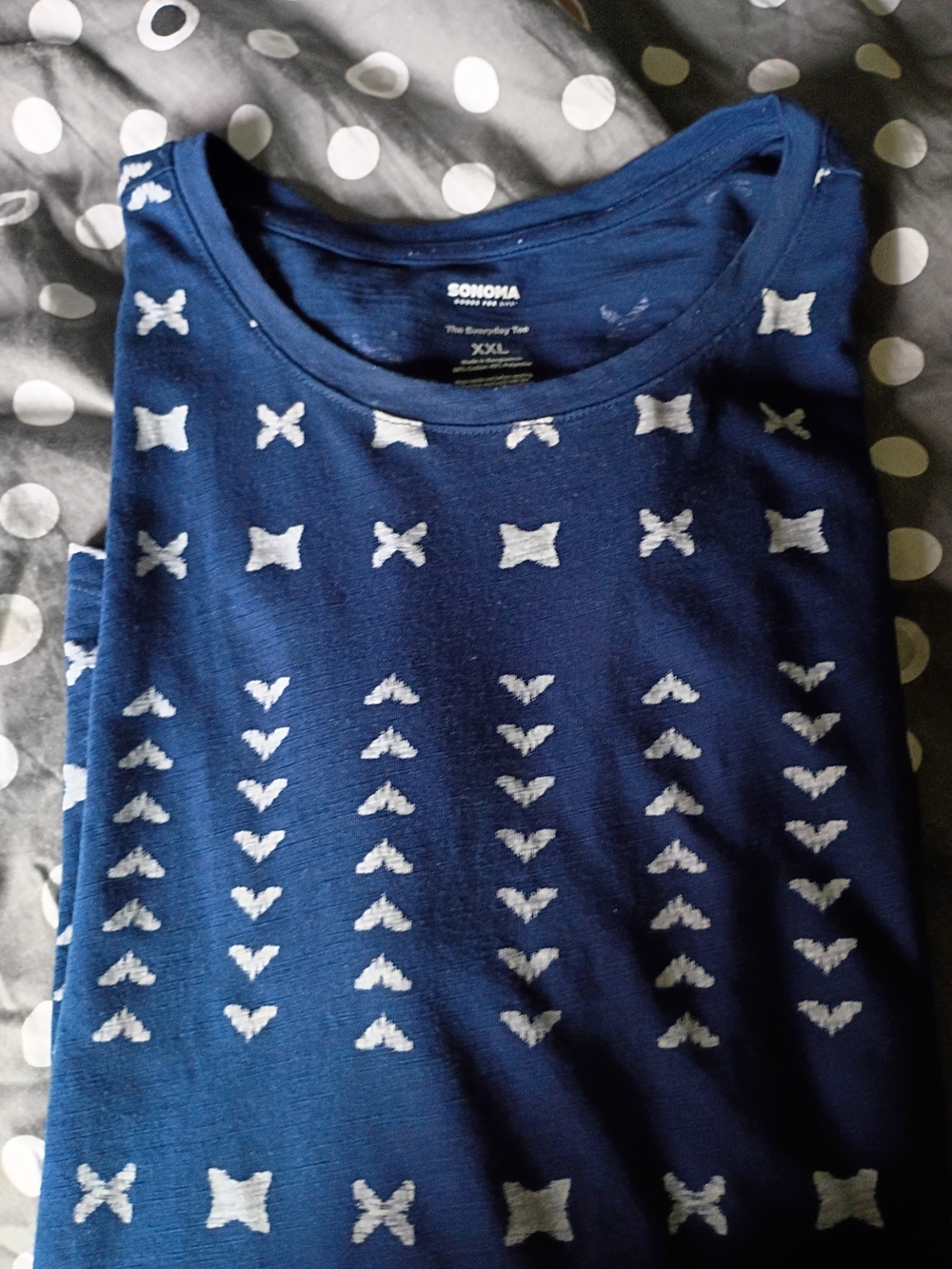 Navy Blue Patterned Tee - Picture 3 of 8